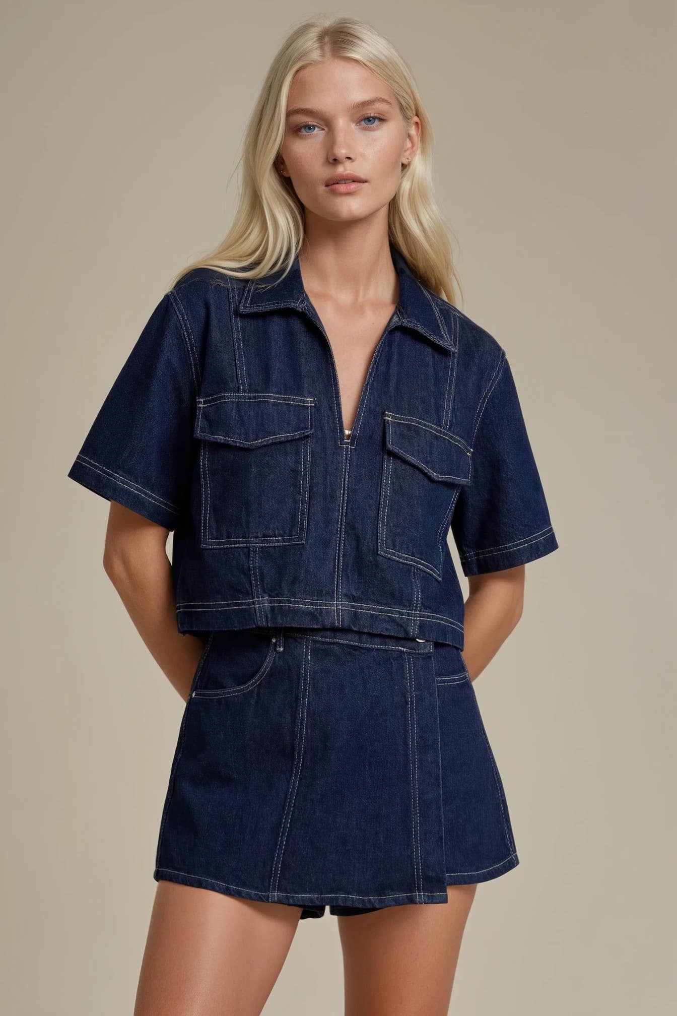 CROPPED DENIM TOP W1595TIA