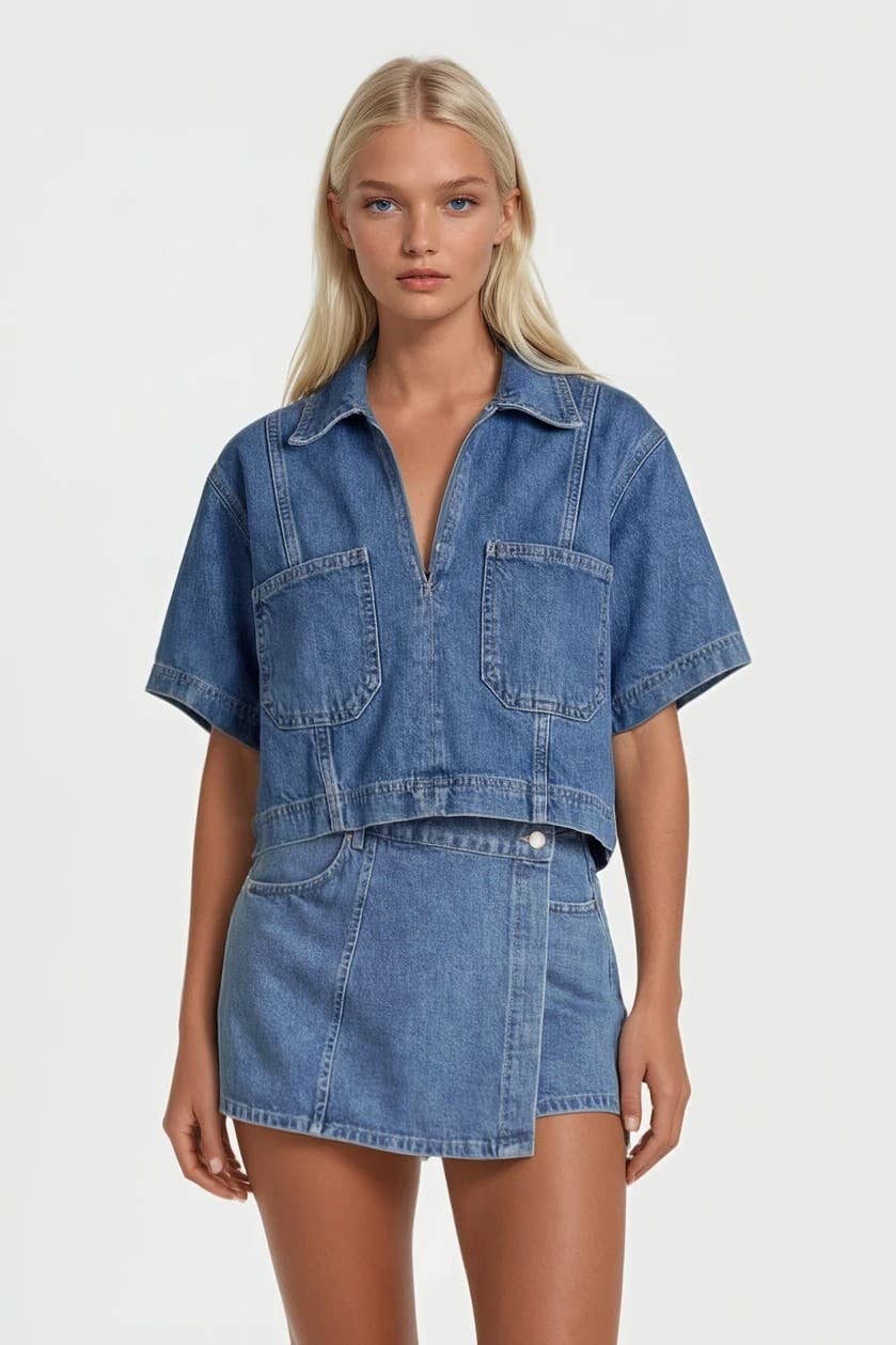 CROPPED DENIM TOP W1595TIA