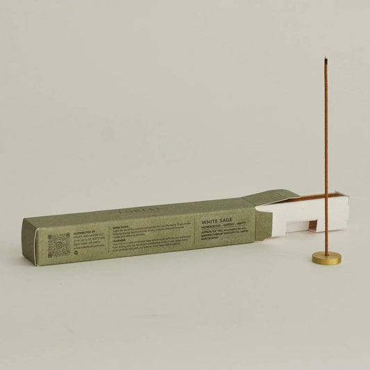 White Sage Japanese Incense Stick Set – with Brass Holder