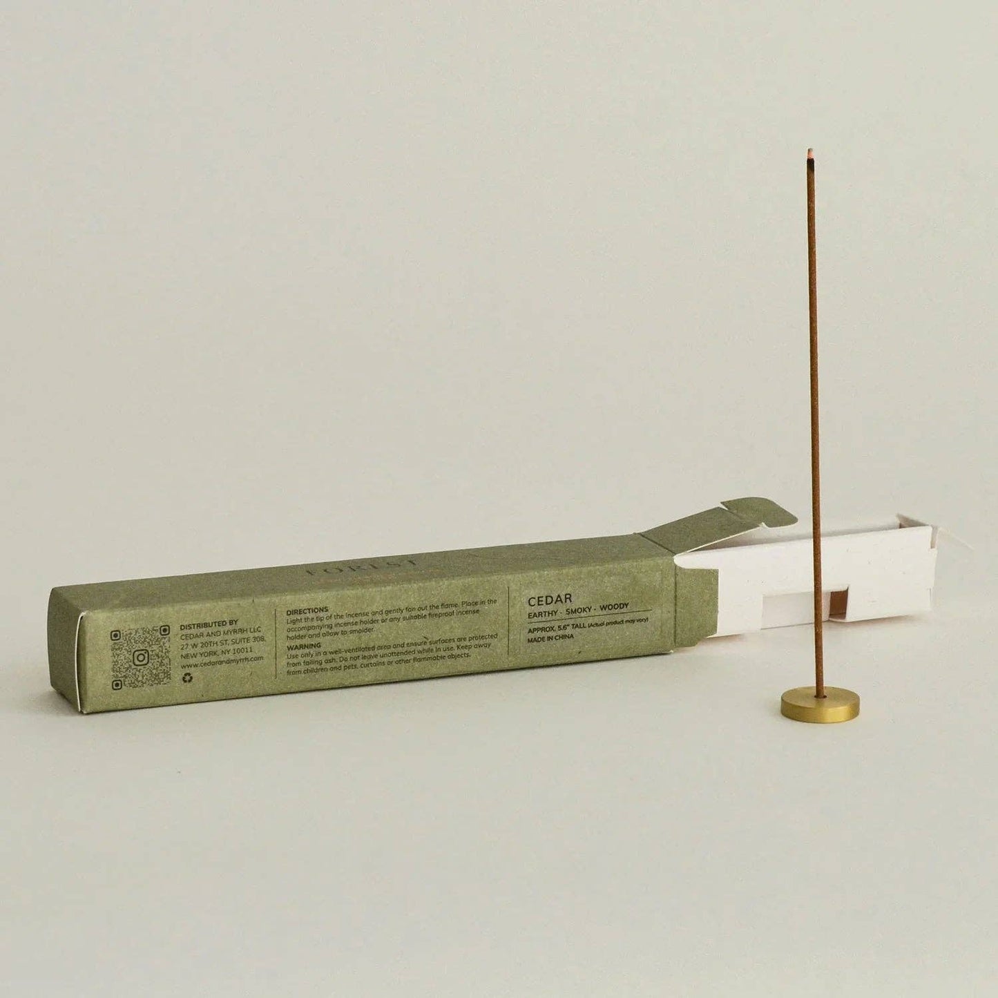 Cedarwood Incense Stick Set – with Brass Holder