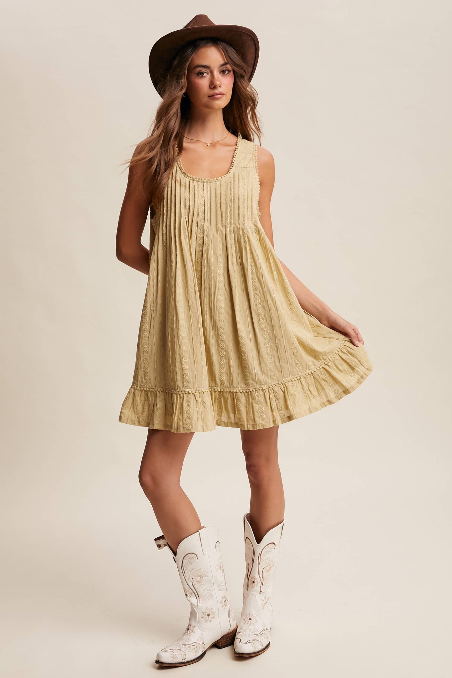 Pintuck Mini Dress