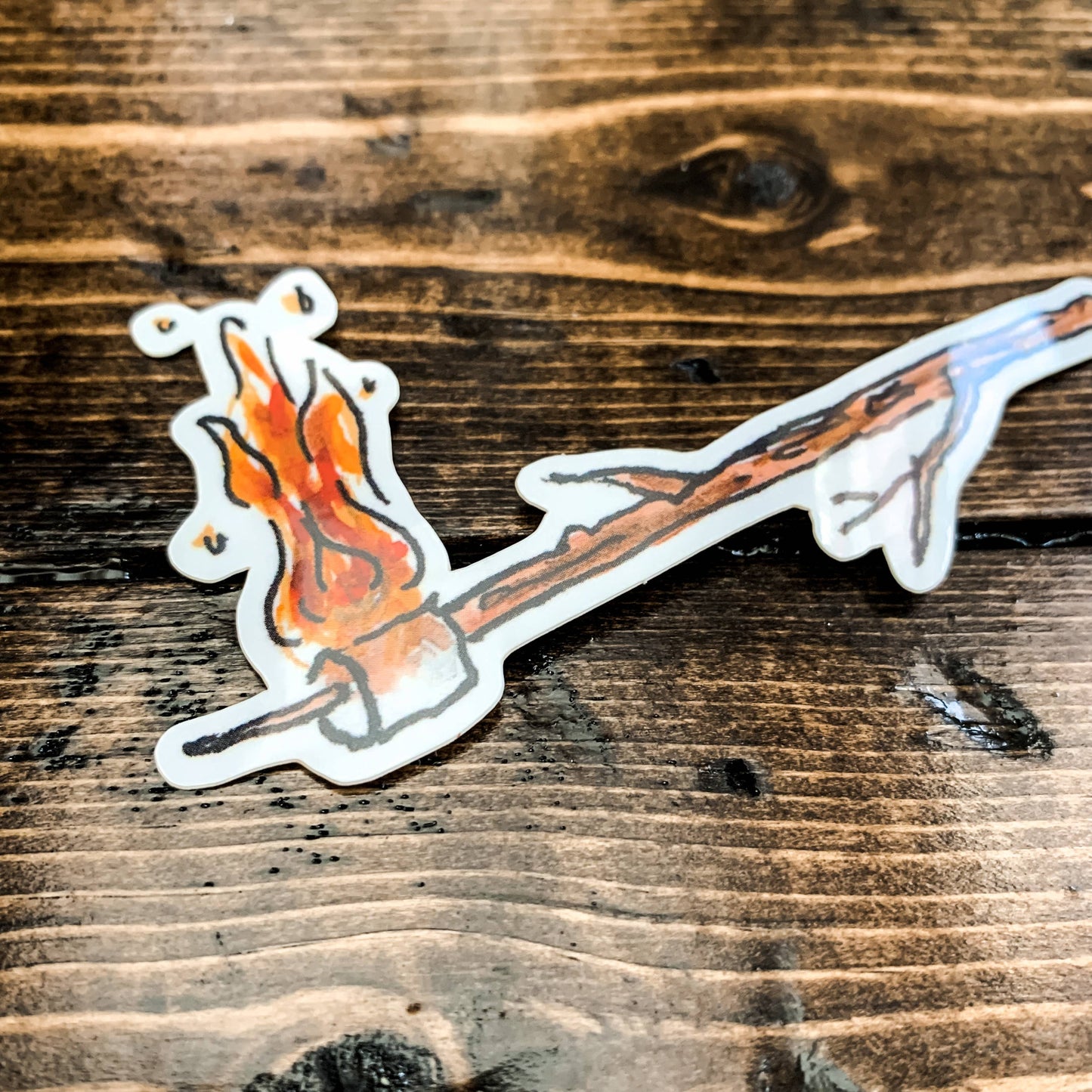 Flaming Marshmallow Vinyl Sticker