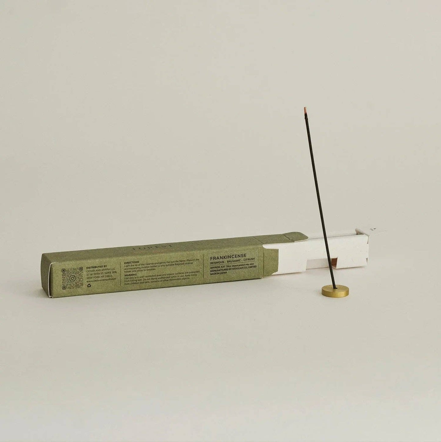 Frankincense Japanese Incense Stick Set - with Brass Holder