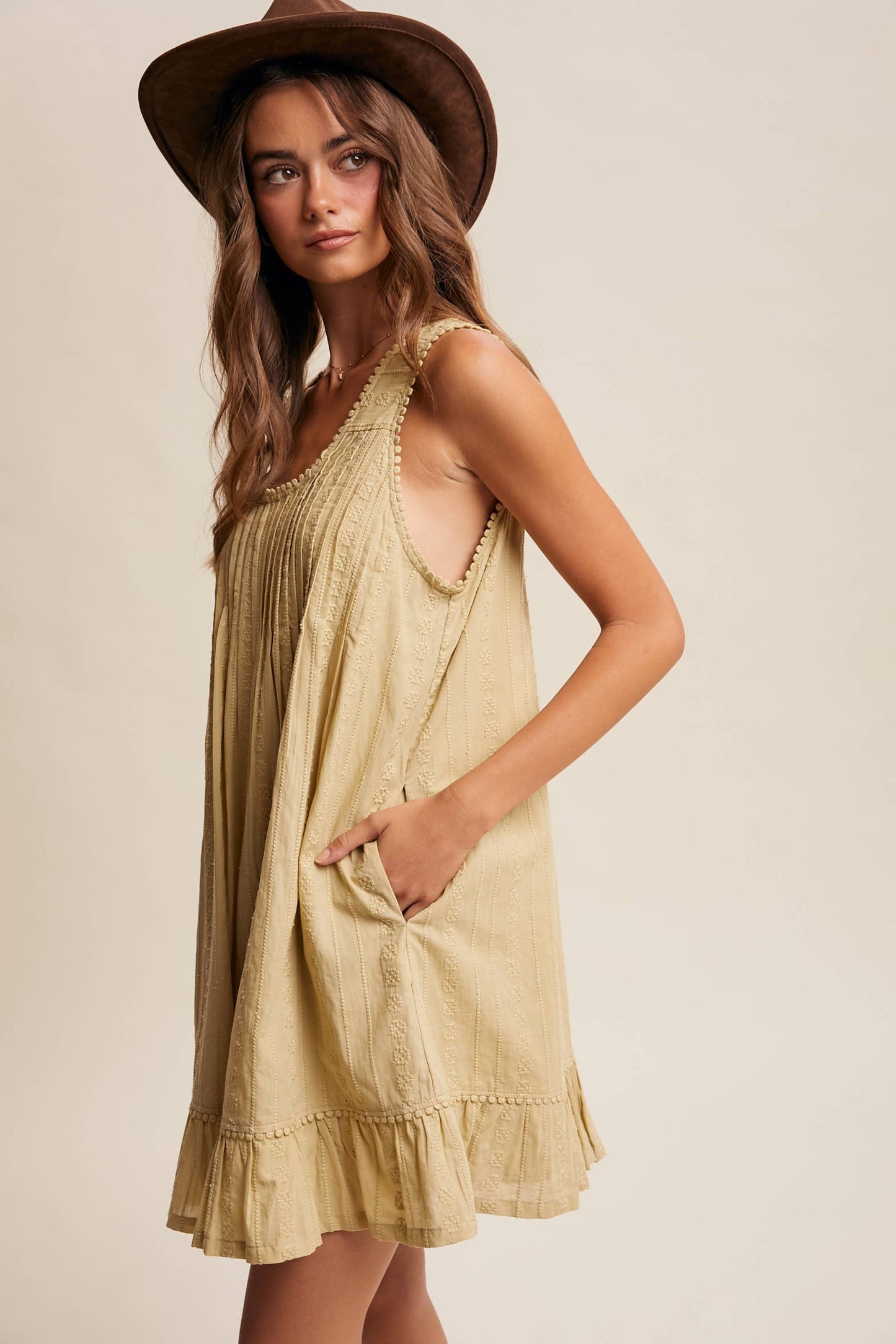 Pintuck Mini Dress